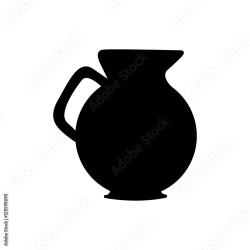 monochrome silhouette of jug with handle vector illustration