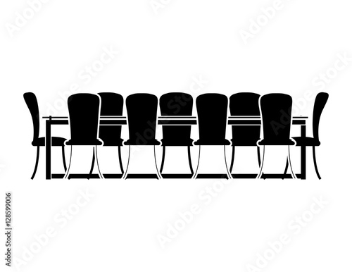 monochrome silhouette with Dining room vector illustration