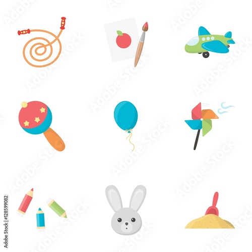Toys set icons in cartoon style. Big collection of toys vector symbol stock illustration