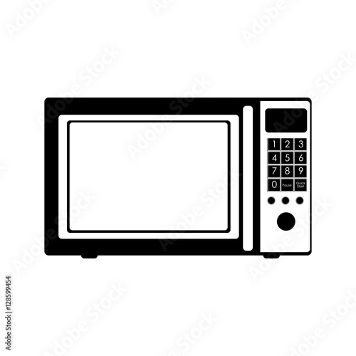 monochrome silhouette with oven microwave vector illustration