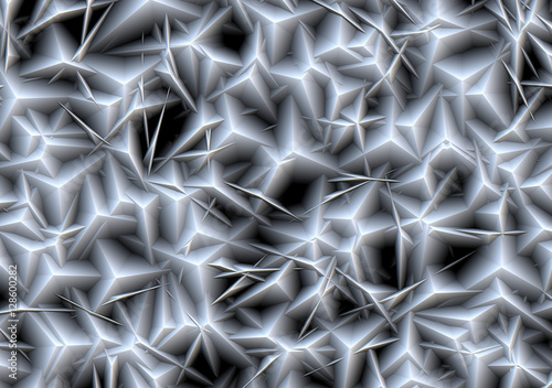 Abstract 3D rendering of silver triangles. Digital artwork creative graphic design.