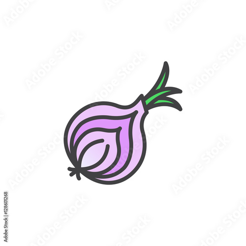 Onion line icon, filled outline vector sign, linear colorful pictogram isolated on white. logo illustration