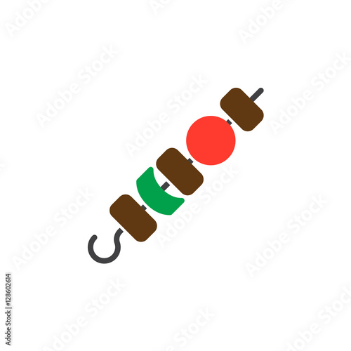 Kebab, shashlik icon vector, filled flat sign, solid colorful pictogram isolated on white, logo illustration