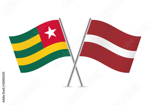Togo and Latvia flags. Vector illustration.