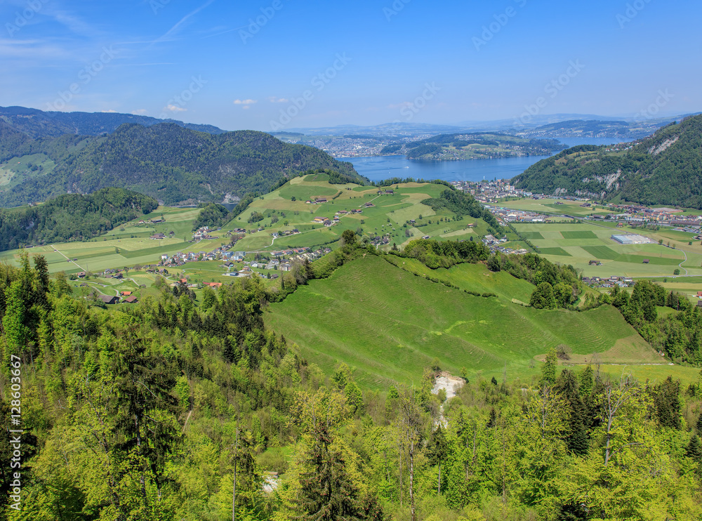 Springtime view in the Swiss canton of Nidwalden
