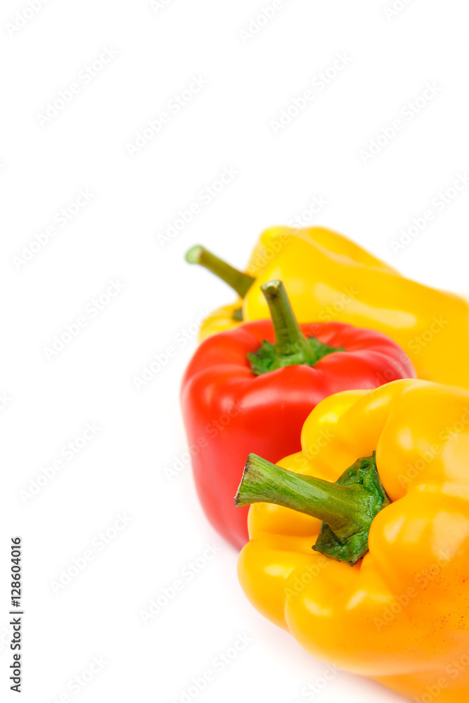 Fruits of sweet pepper on white background. Fruits of sweet pepper on white background.