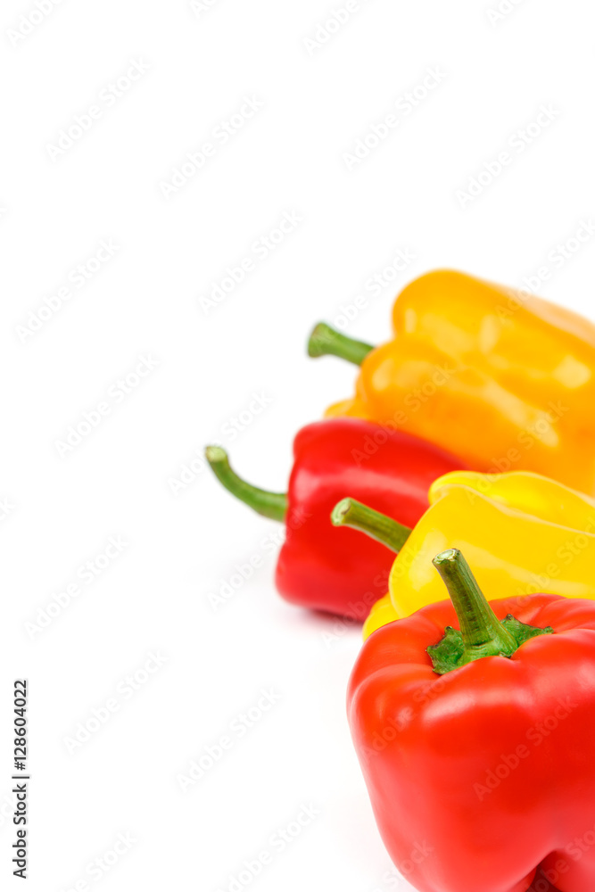 Fruits of sweet pepper on white background.