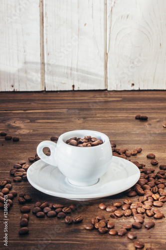 Coffee beans on white coffe...