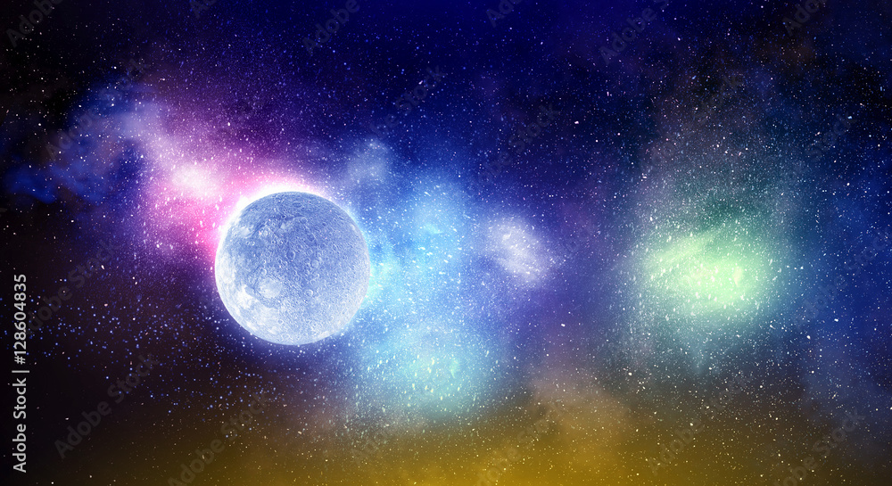 Fototapeta premium Moon planet wallpaper . Mixed media