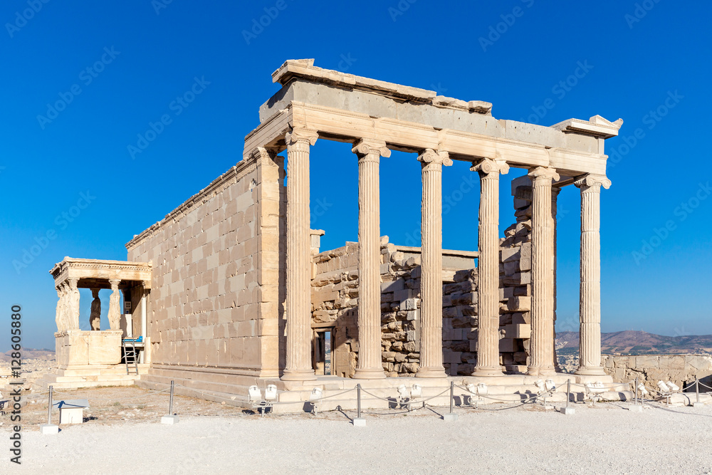 Obraz premium Erechtheum with Caryatids in Acropolis, Athens, Greece