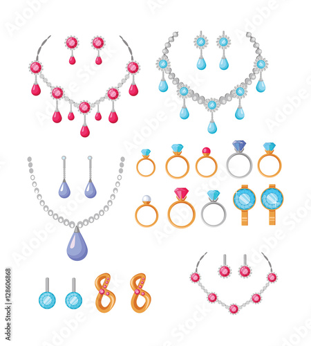 Beautiful Jewelry Accessories Icons Set