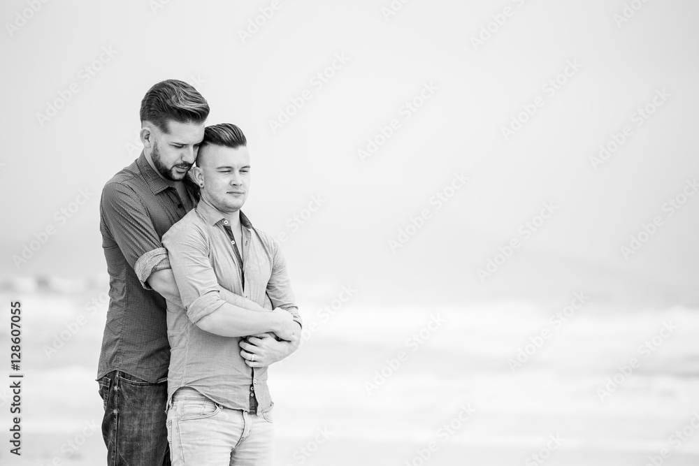 Close Up Image Of A Same Sex Or Gay Male Couple Being Loving And Stock