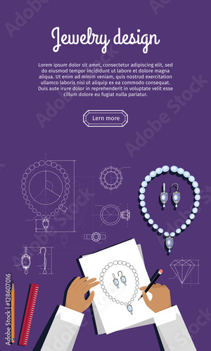 Jewerly Sketch Banner. Necklace and Earrings.