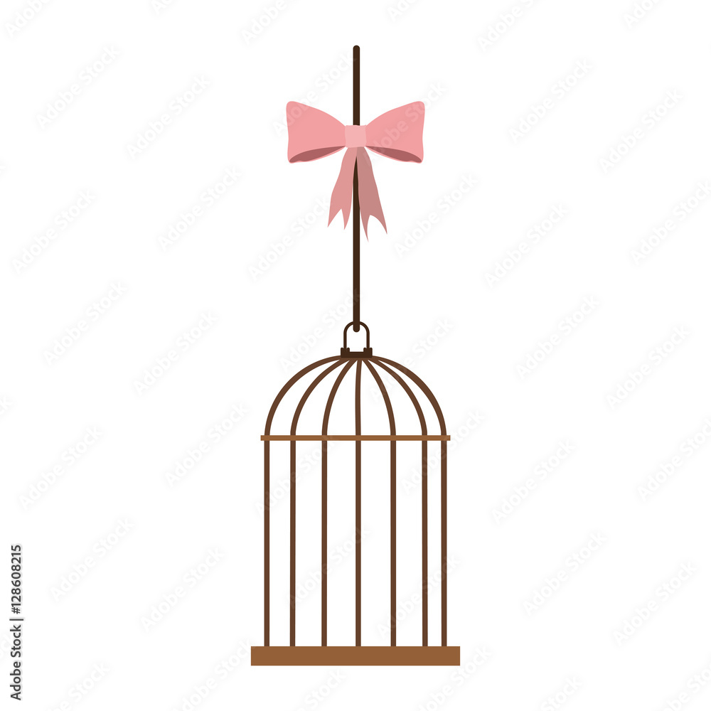 cage hanging with pink bow vector illustration cage hanging with pink bow vector illustration
