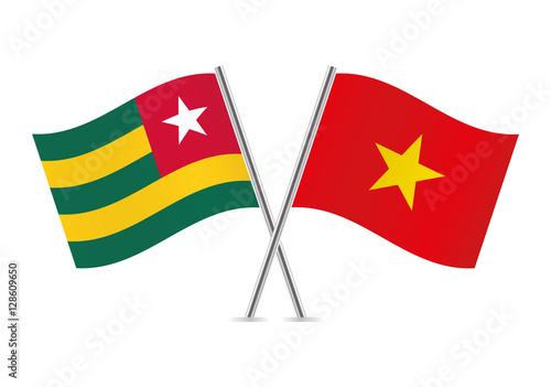Togo and Vietnam flags. Vector illustration.