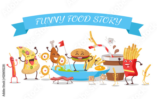 Funny Food Story Conceptual Banner. Childish Menu