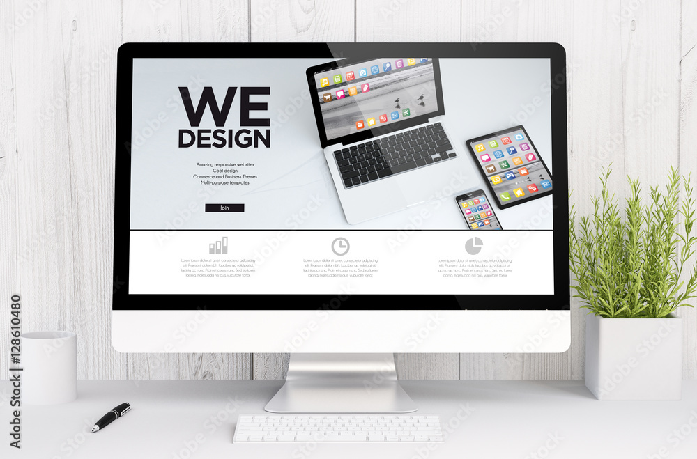 white workspace with computer graphic design white workspace with computer graphic design