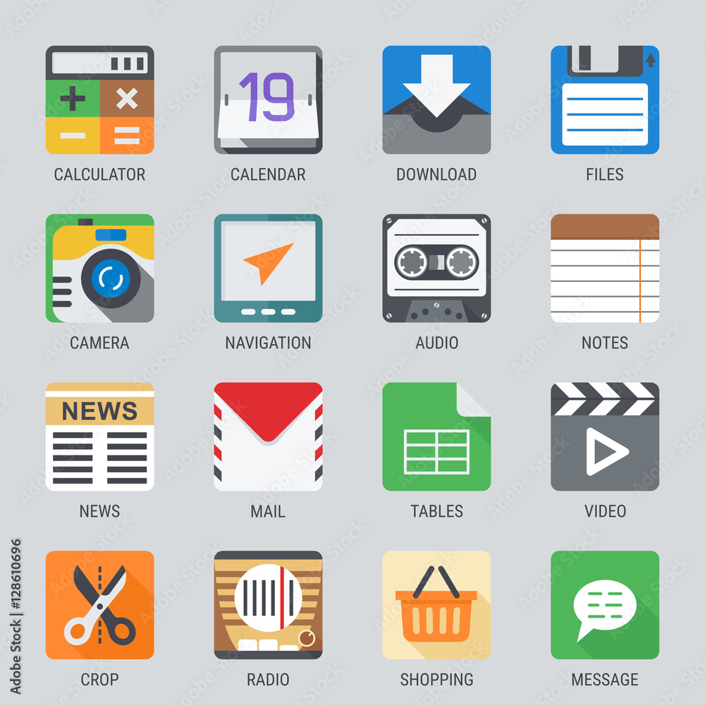 Flat icon set for Web and Mobile Application Flat icon set for Web and Mobile Application