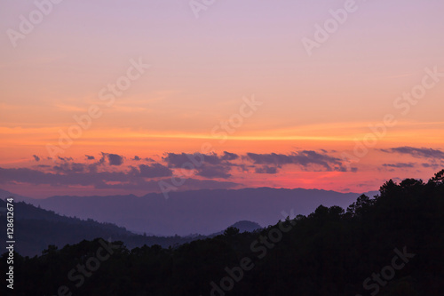 Tropical sunset background against Doi Luang  Thailand