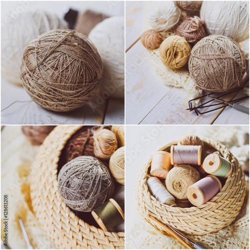 Knitting and crocheting in the collage