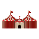 big red and white circus tent icon vector illustration