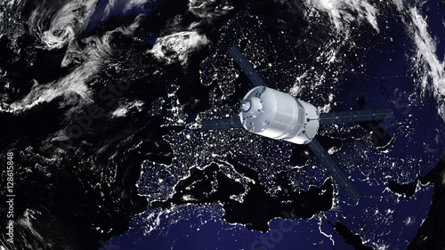 Nachrichtensatellit auf der Umlaufbahn über Europa