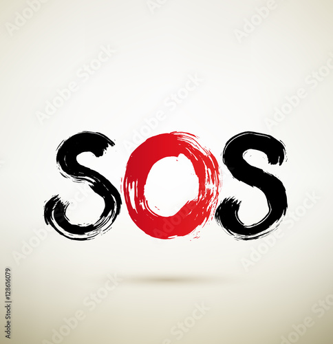 SOS sign - help sign. Sos grungy vector sign with black and red.