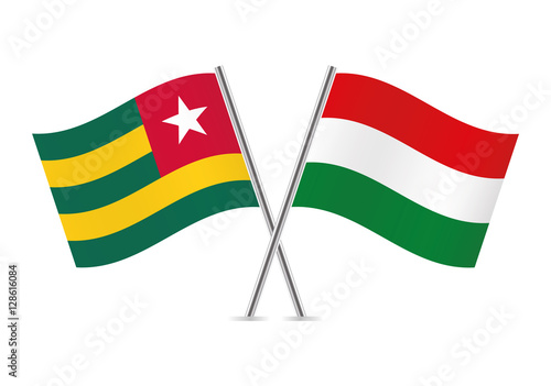 Togo and Hungary flags. Vector illustration.
