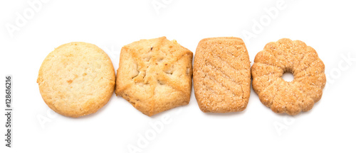 top view cookies on a white background