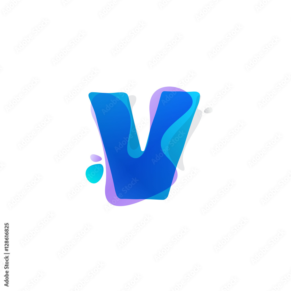 V letter logo with watercolor splashes. V letter logo with watercolor splashes.