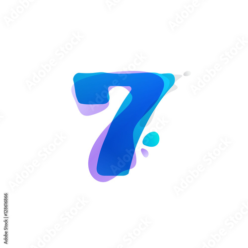 Number seven logo with watercolor splashes.