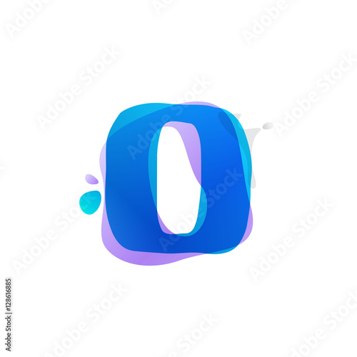Number zero logo with watercolor splashes.