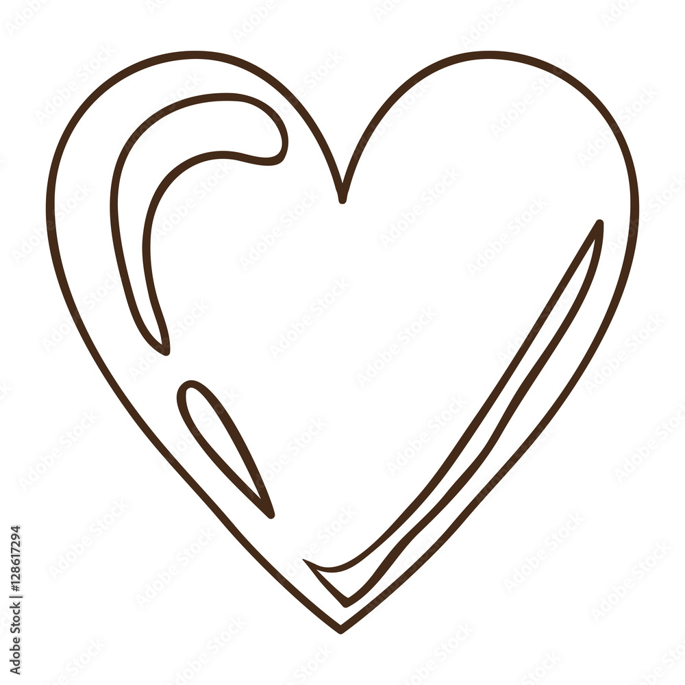 silhouette red heart design icon with shiny vector illustration