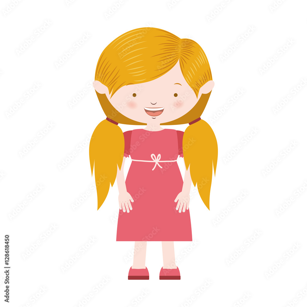 pigtails hair girl with rose dress vector illustration pigtails hair girl with rose dress vector illustration