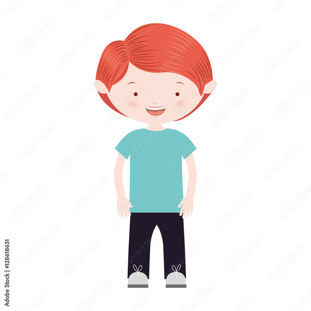 red hair boy with informal suit vector illustration