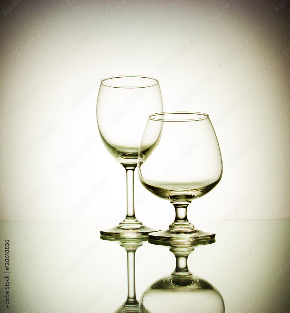 Fototapeta premium Shot of crystal wine glasses,retro style.
