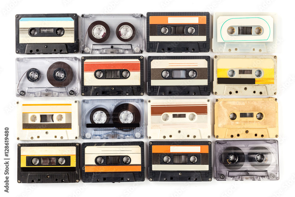 Fototapeta premium vintage cassette tape isolated white background