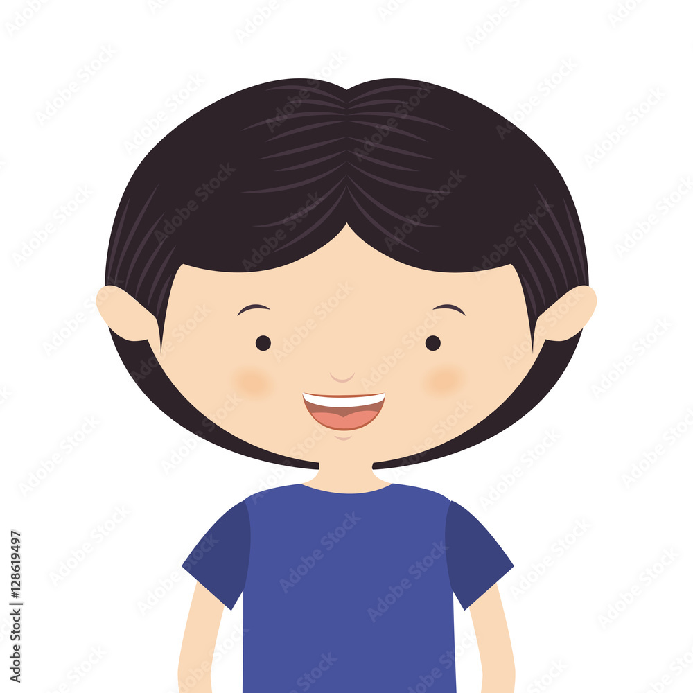 half body asian boy with t-shirt vector illustration