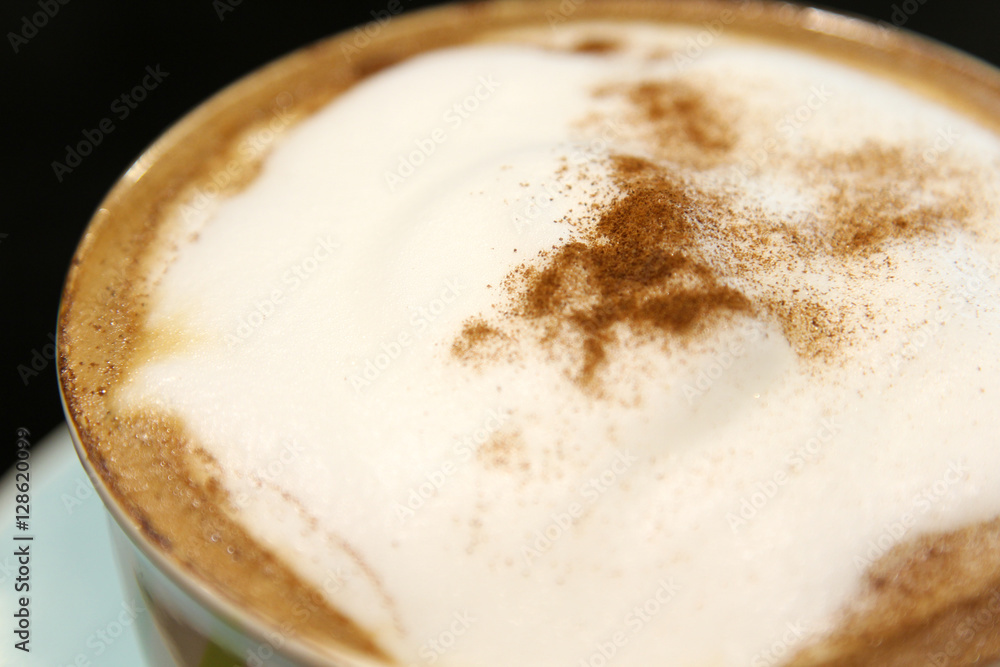 Hot cappuccino coffee in cup. Hot cappuccino coffee in cup.