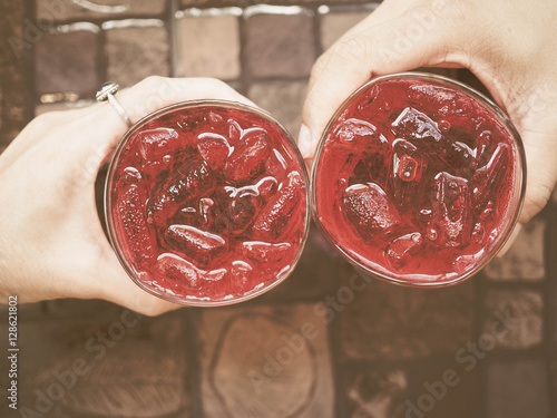 Sticker hand hold drinking in party