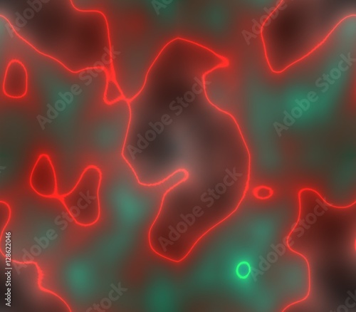 Abstract seamless pattern in red and green colors of light and dark bands, spots, lines, blots © Anzhela