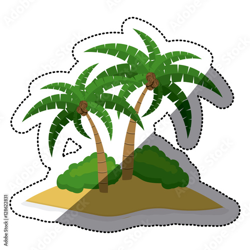 Palm tree icon. Nature plant summer and season theme. Isolated design. Vector illustration