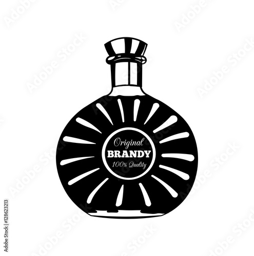 Cognac brandy bottle. Isolated on white background