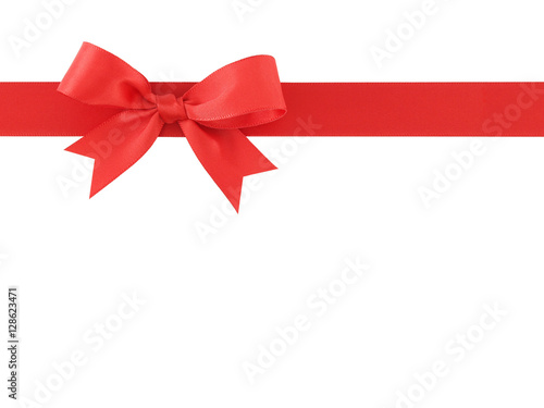 red ribbon with bow isolated on white background, for decoration and add beauty to gift box