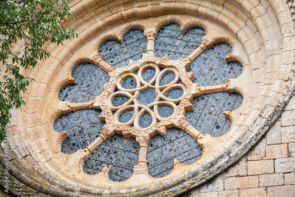 Rosace de l'église du Monastère royal de Santes Creus, Catalogne, Espagne