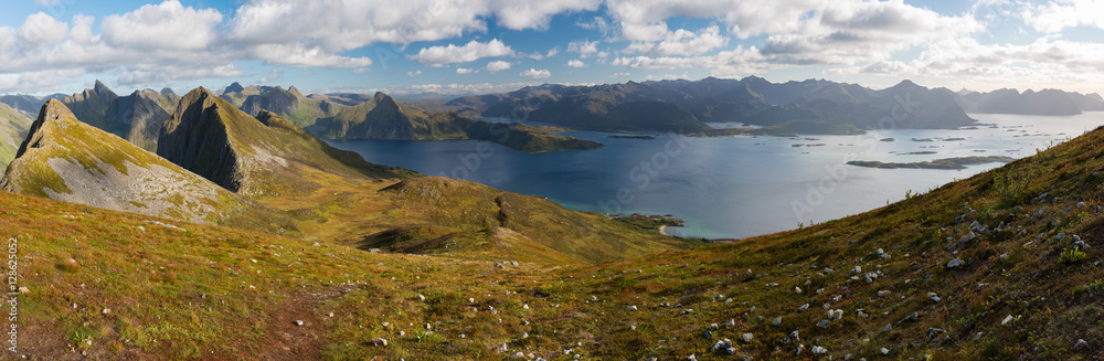 Panoramic View from Husfjellet Mountain on Senja Island, Norway