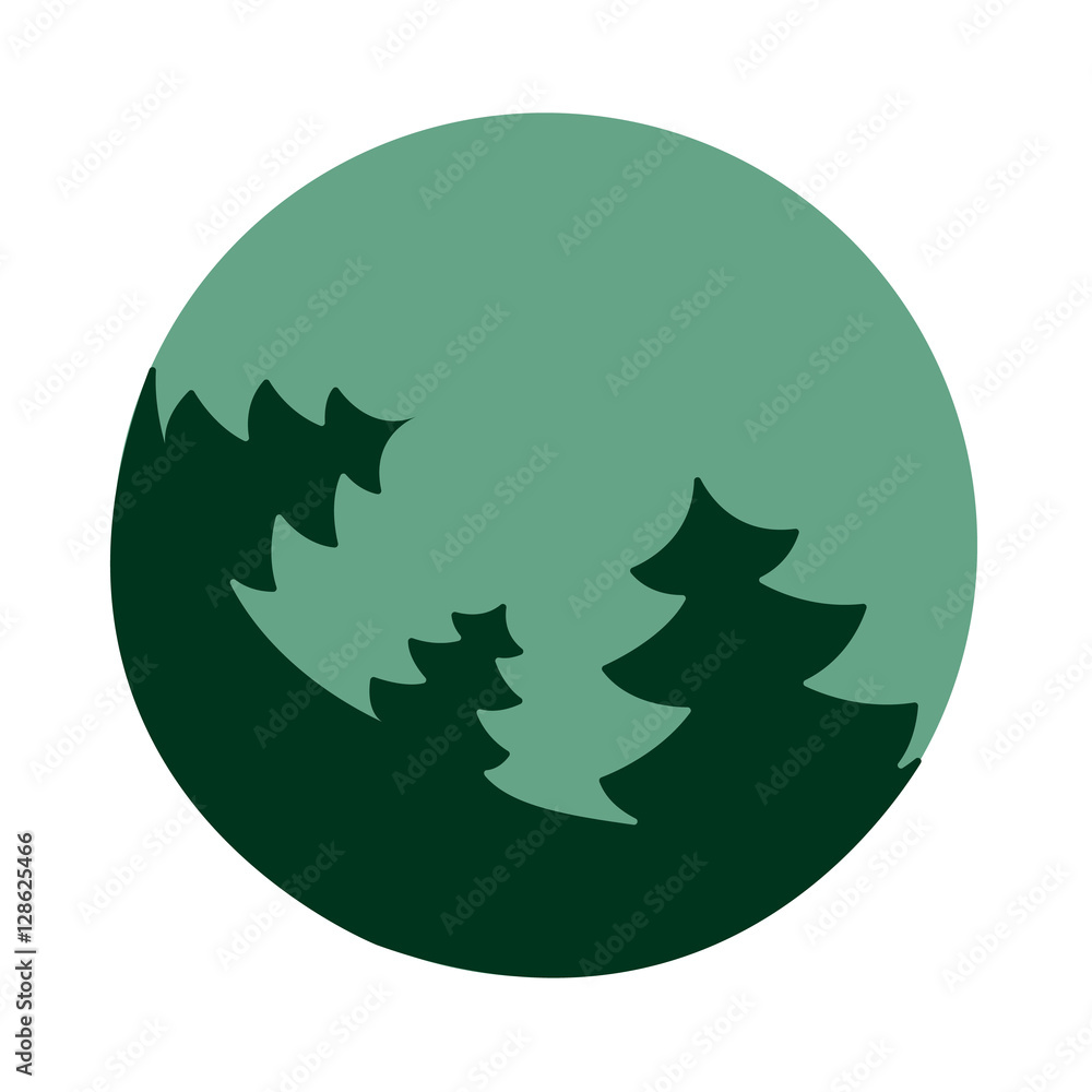 Fir tree flat. Vector illustration. Dark green fir on light green background Fir tree flat. Vector illustration. Dark green fir on light green background