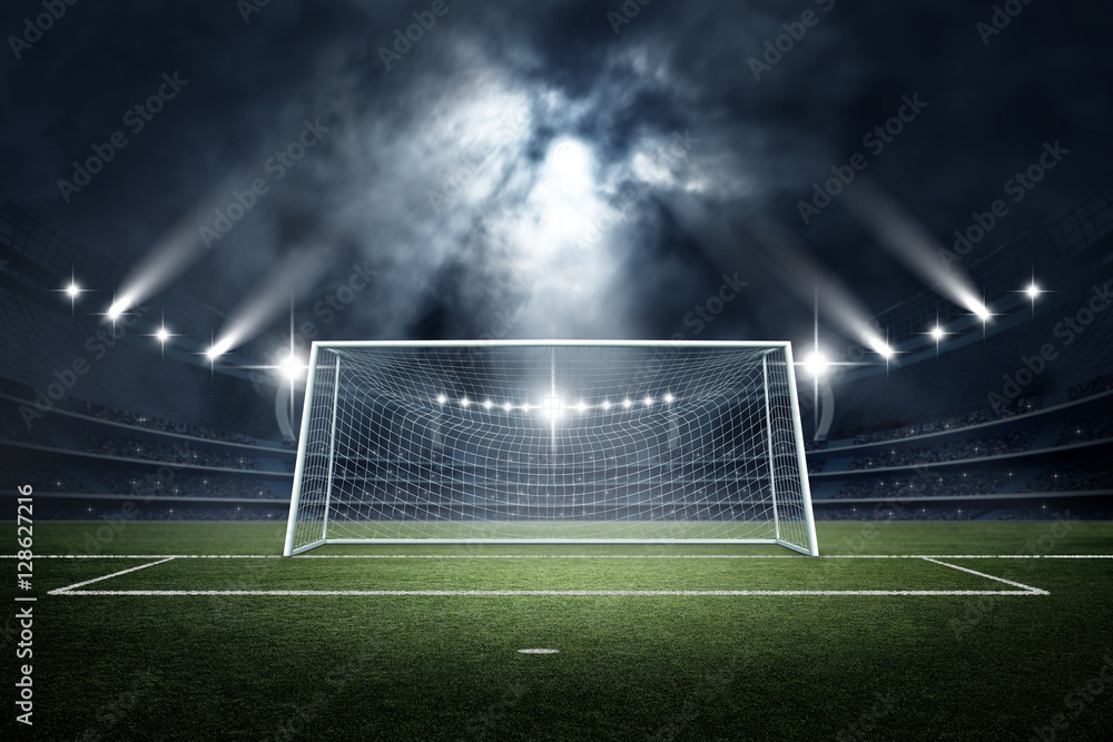 Naklejka premium Stadiım and Goal post ,3d rendering