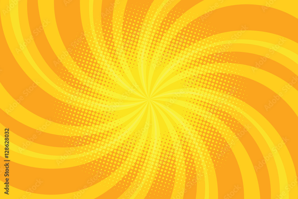 Obraz premium Yellow spiral pop art background