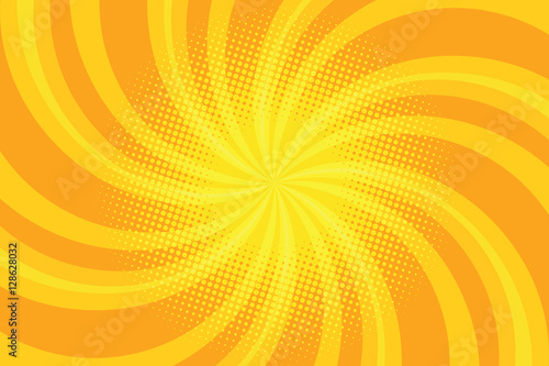 Yellow spiral pop art background